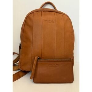 American Leather Co Denise Mini Backpack and Liberty Pouch Cafe Latte EUC